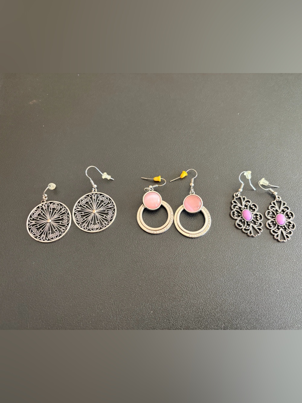 paparazzi Silver and Pink Mixed Drop Earring Trio